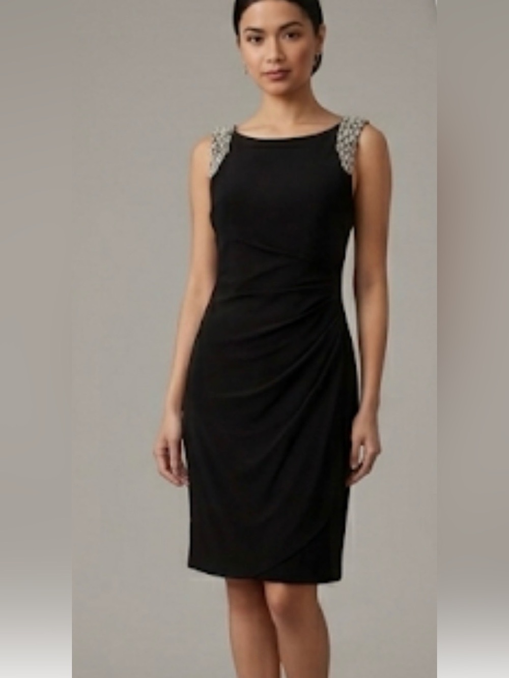 Scarlett Dress Elegant Black Sleeveless Lined Jeweled Shoulders Size 6P